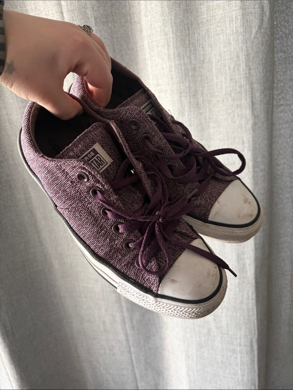Converse Low Top Sneakers in Plum Canvas
